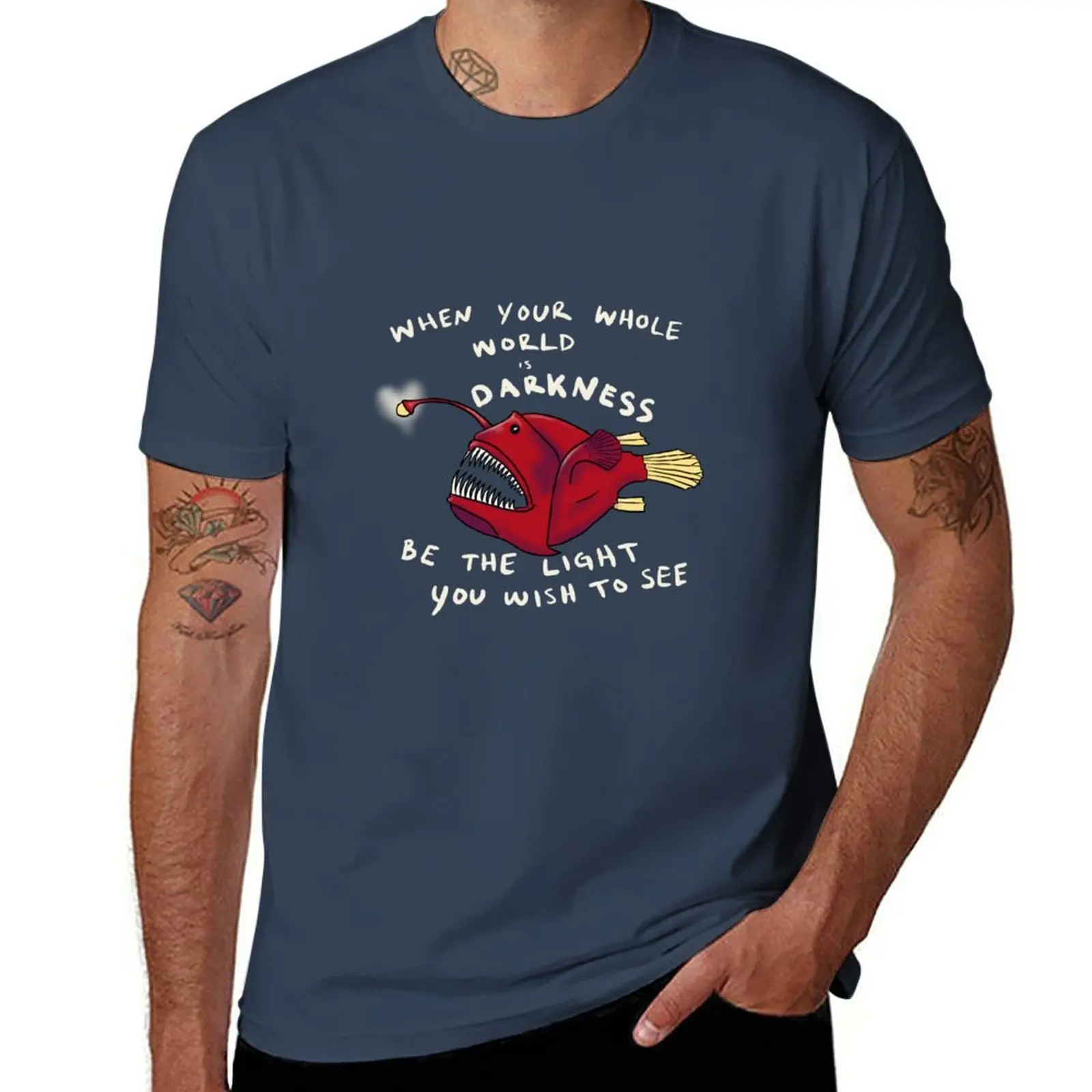 

Inspirational Anglerfish Be the Light You Wish To See In The Dark T-Shirt cute clothes graphics heavy weight t shirts for men