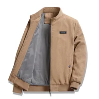 Men's Thin Corduroy Jacket Stand Collar Workwear Casual Top Spring Autumn New Style Lightweight Cotton Outerwear