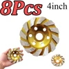 1-8Pcs 4 Inch Concrete Diamond Grinding Disc Diamond Grinding Cup Wheel Turbo Abrasive Cutting Wheel for Granite Stone Ceramic