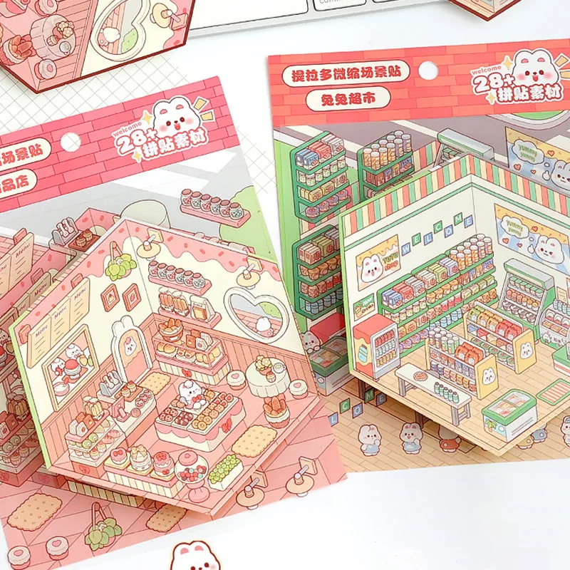 Miniature Scene Sticker Without Cutting Handmade Diary Stickers 3D Miniature Landscape Stickers DIY Scrapbook Underwater Sticker