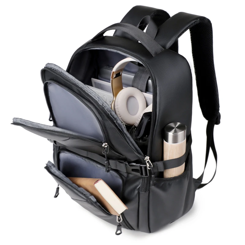 Men's Notebook Backpack, large capacity business travel backpack, adjustable shoulder strap, multiple pockets, safety zipper clo