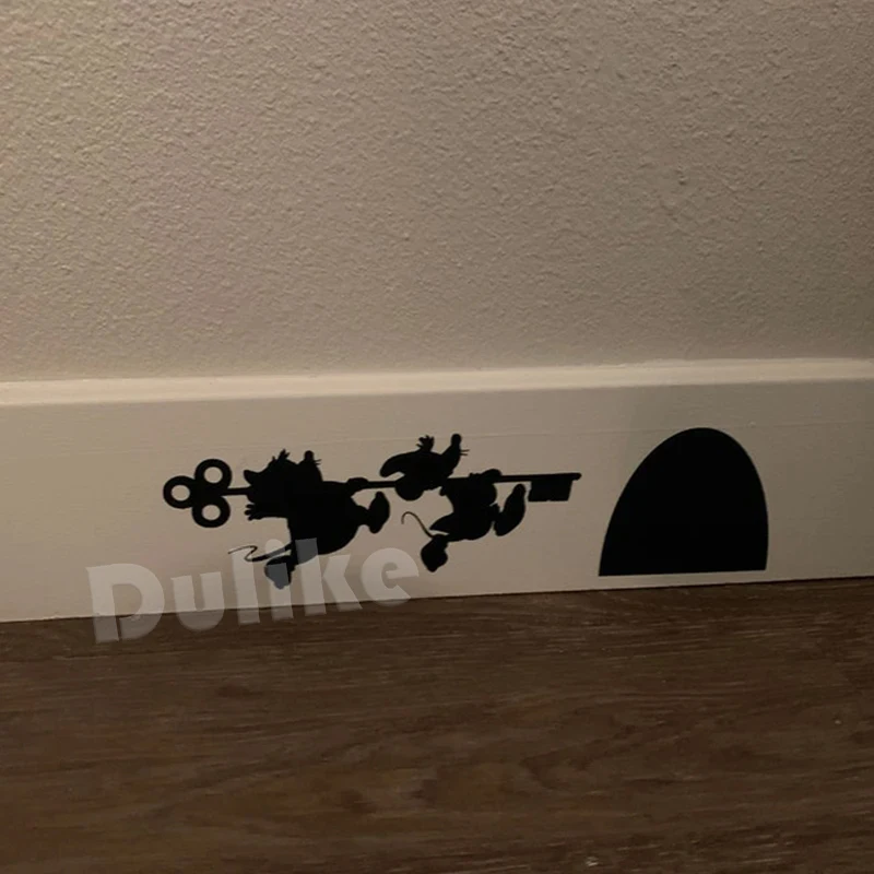 Wall Stickers Self Adhesive Wall Stickers Vinyl Stickers Vinyl Wall Stickers Self Adhesive Stickers Mouse Hole Stickers Car Stickers Princess Cinderella Mice Jac and Gus Gus Vinyl Art Sticker Home Wall Decor Lucifer Mouse Hole Decals For Laptop Car Decoration