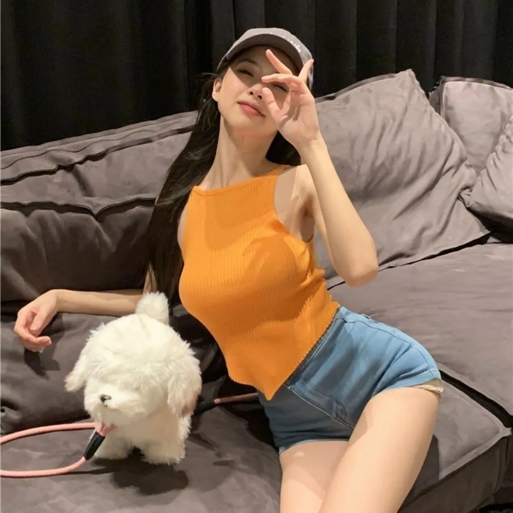 Polyester Casual Sleeveless Top for Women Summer Street Wear