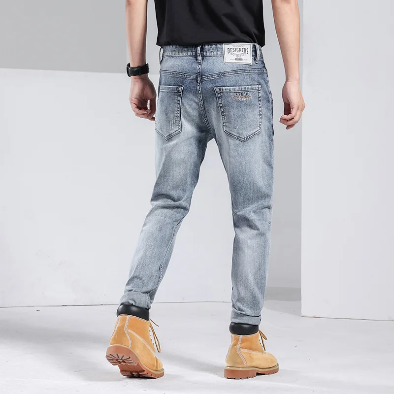 

Spring and Summer Retro Men's Jeans Light Luxury High-end Heavy Industry Slim Stretch Fashion Versatile Men's Pants