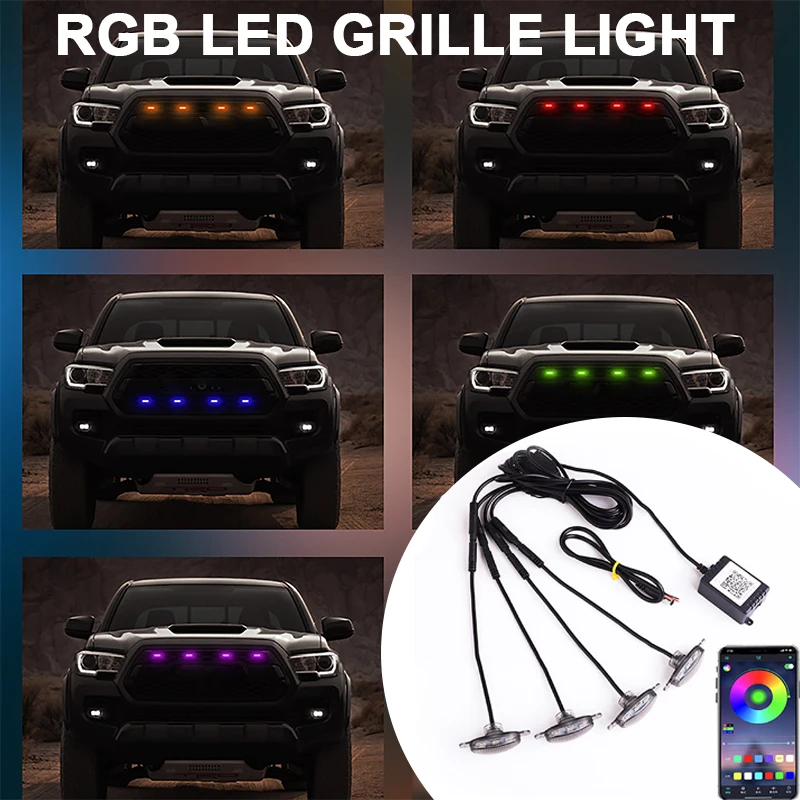 

Универсальный RGB-светильник для решетки радиатора, светодиодный светильник для дневного света, с управлением через приложение, для внедорожников, багажников, кроссоверов SKU