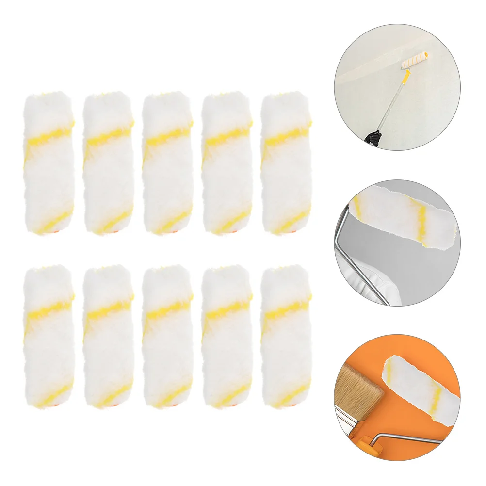 

10 Pcs Paint Rollers 4 Inch Covers Brush for Naps House Painting Supplies Walls