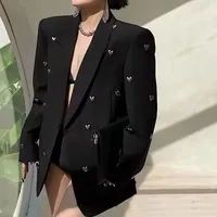 2025 mode industrie lourde revers Blazer femmes printemps automne décontracté coréen dames bureau costume manteau tempérament femmes hauts noirs 1