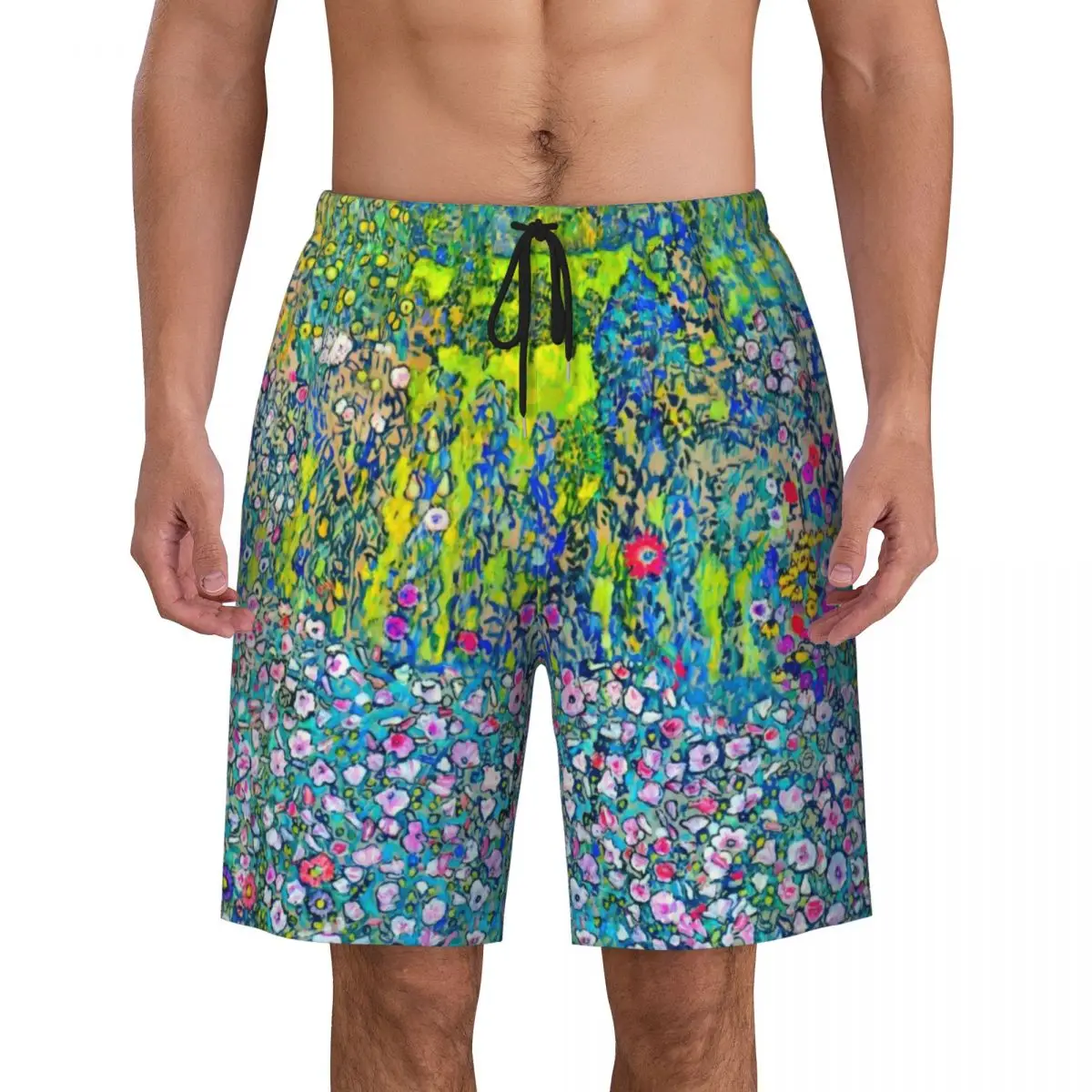 

Landscape With Hilltop By Gustav Klimt Print Mens Swim Trunks Quick Dry Swimwear Beach Board Shorts Painting Art Boardshorts