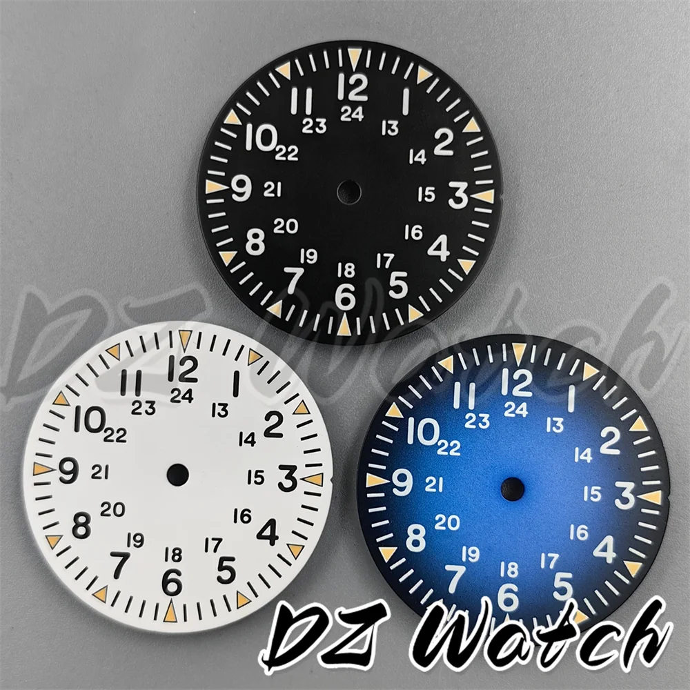 Enhanced Luminous Watch Dial - 29mm Black, White, and Blue