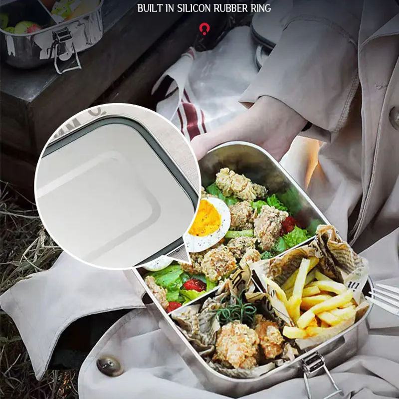 Separate Bento Lunch Box 304 Stainless Steel Lunch Box Baby Child Student Outdoor Camping Picnic Bento Box Tableware Sealed Box - 5