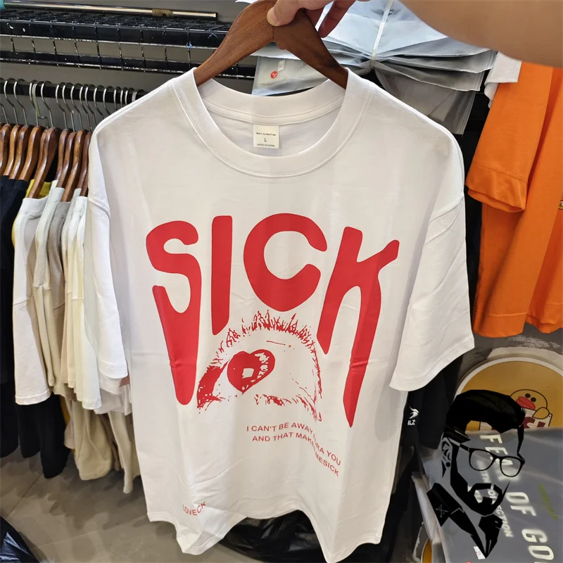 

Free shipping white pure cotton tearful eye print T-shirt for men and women loose top tee graphic t shirts