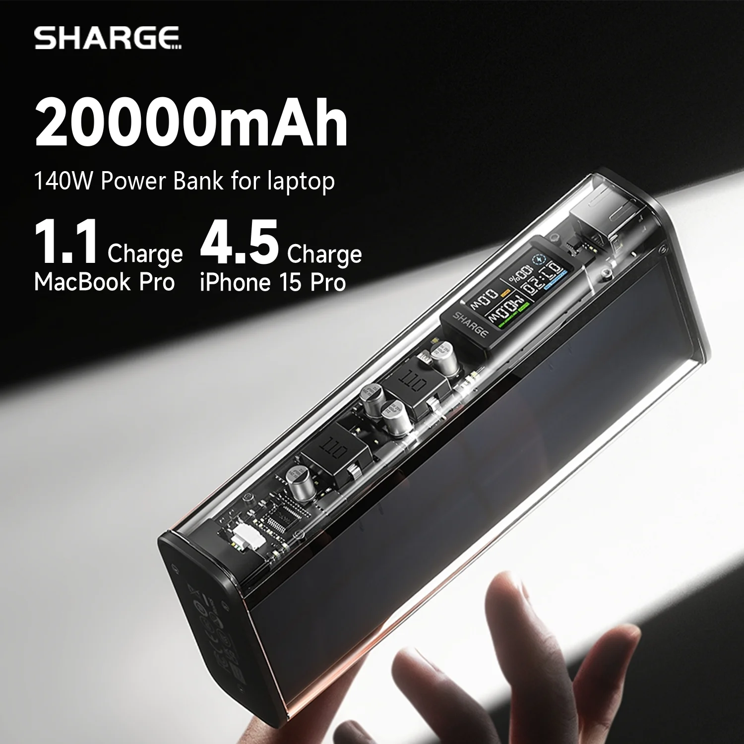 SHARGE Pouch Power Bank 10000 mAh 3-in-1 Portable Charger, Power Bank with Charger and Cable, SUPERVOOC 55W & PD 40W USB C Fast Charge, Travel Pack Battery Pack for OnePlus 12 iPhone