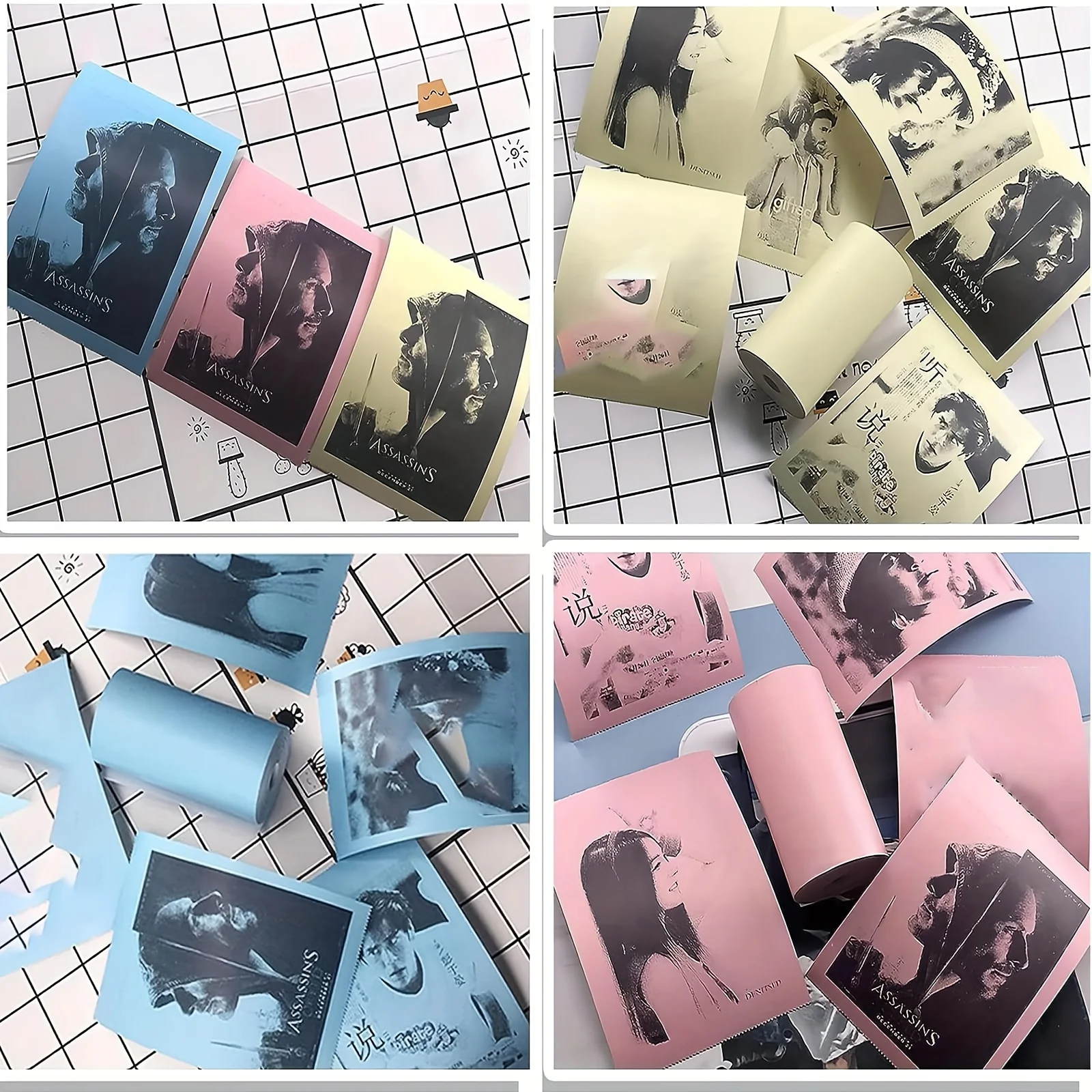 미니 프린터 용지 열 라벨 스티커, 다채로운 접착 자체 접착 용지, 무선 사진 무잉크 프린터, 57mm