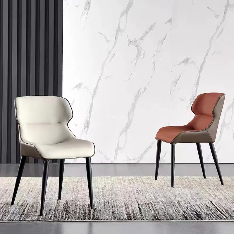 

Designer Black Metal Legs Dining Chairs Unique Apartment Adults Single Chairs Lounge Waiting Meubles De Salon Interior Furniture