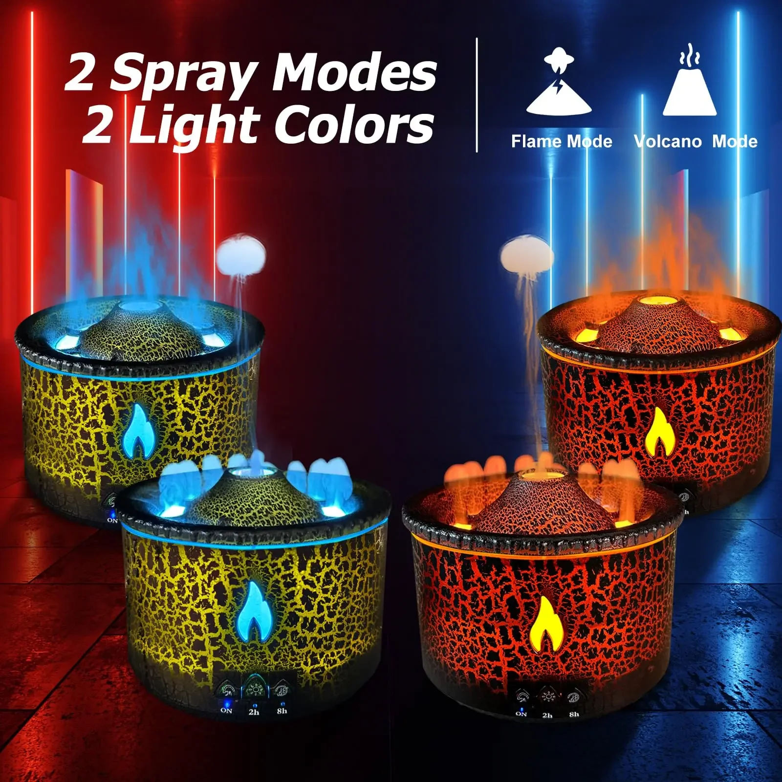 Volcanic Flame Humidifiers Air Aroma Diffuser Essential Oils Humidifiers Portable Smoke Ring Night Light Lamp Fragrance 3