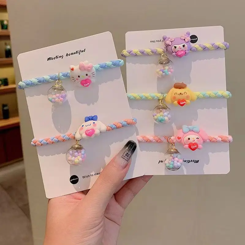 

Sanrio Hair Accessories Cute Anime Kuromi Melody Cinnamoroll Head Rope Girl Heart Hair Ring High Elasticity Hair Rope