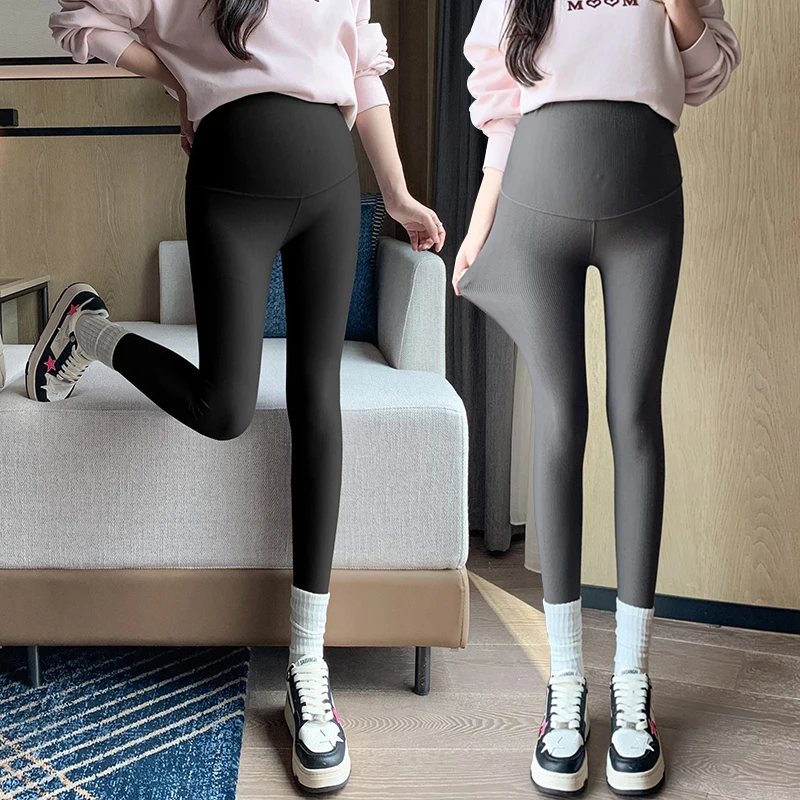 Waist Support Belly Seamless Vertical Stripe Nylon Legging Maternity Autumn Pencil Yoga Pants for Pregnant Women Pregnancy Youth
