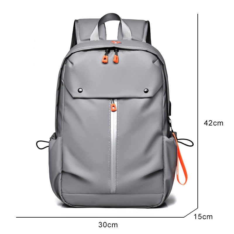 2023 New Men's Backpack USB Charging Bag Waterproof PU Leather Rucksack Male Business Travel Bagpack Reflective Strip Design