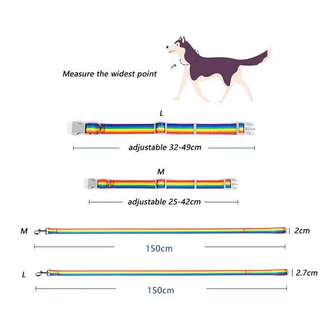 New Rainbow Walking Dog Rope Large Medium And Small Dog Traction Rope Snap On Pet Collar Nylon Strap Woven Dog Pet Accessories 5