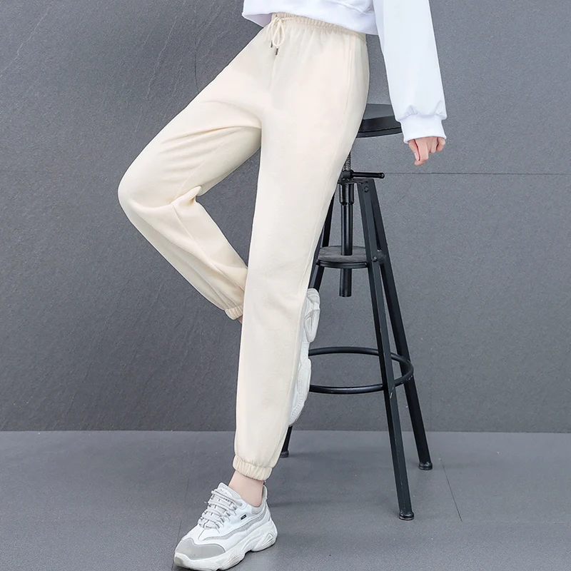 Women's Spring Autumn High Waisted Drawstring Solid Pockets with Elastic Harlan Lantern Casual Trousers Versatile Fashion Pants