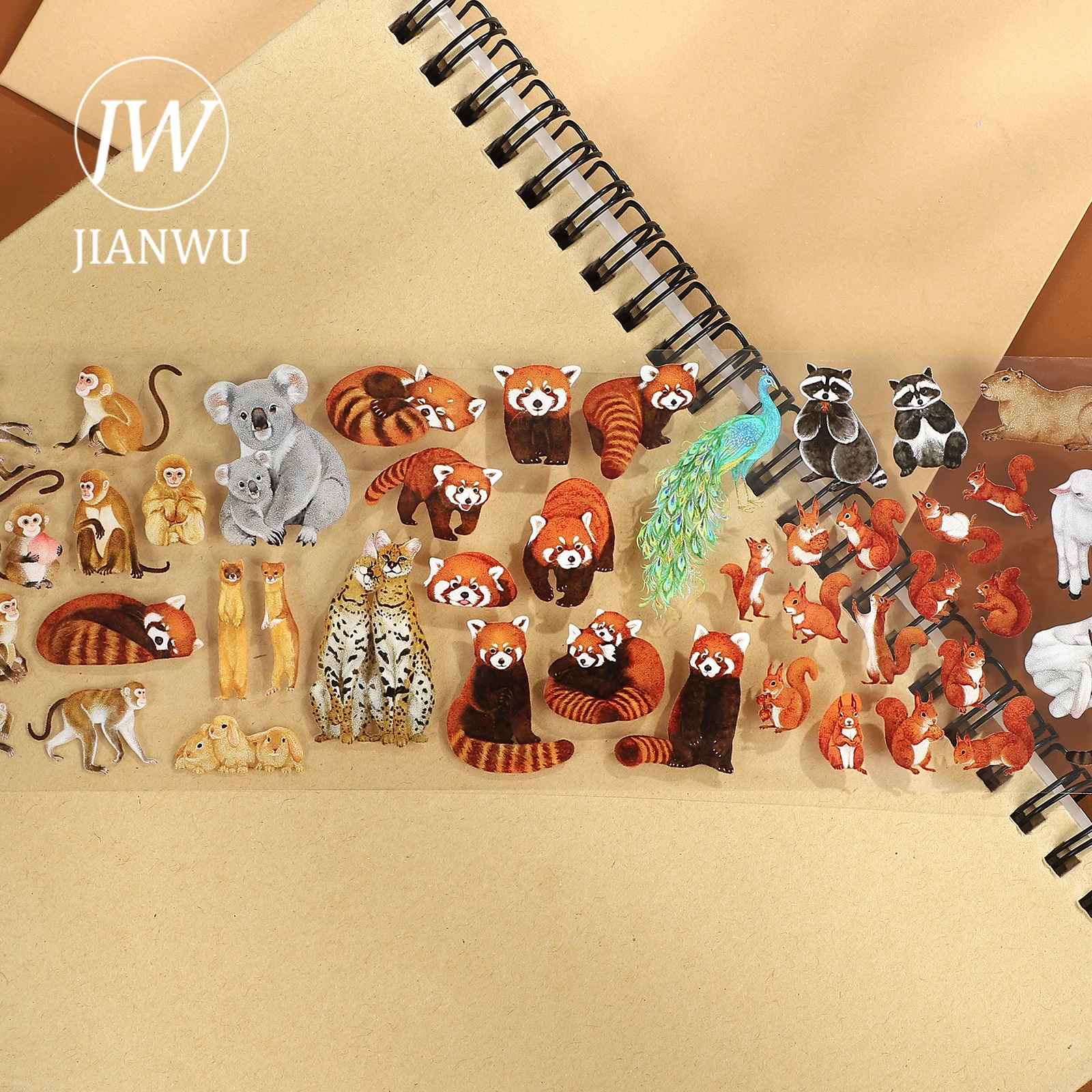 JIANWU 70mm * 5m 빈티지 숲 동물 풍경 재료 콜라주 스크랩북 PET 테이프 크리 에이 티브 DIY 저널 문구