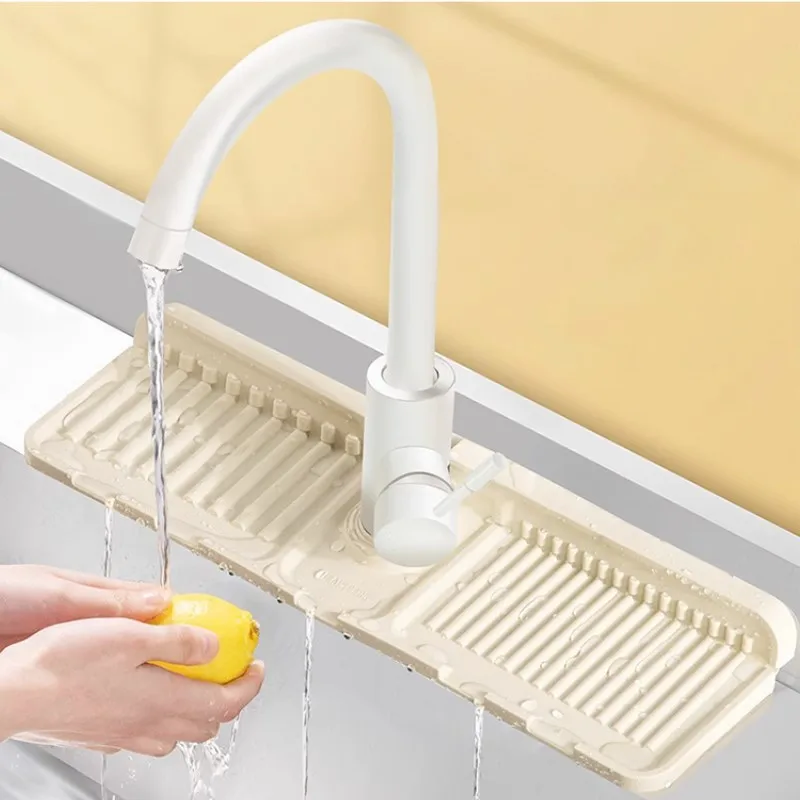 Silicone Faucet Mat Sink Splash Guard Faucet Drain Drying Pad Sponge Drain Rack Countertop Protector Bathroom Kitchen Gadget