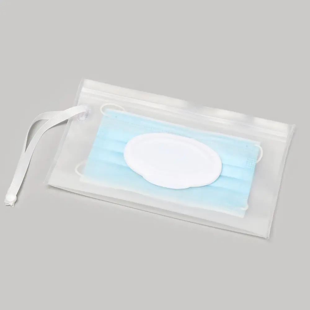 Transparent Wet Wipes Bag Snap Strap Napkin Storage Pouch Easy-carry Eco-Friendly Mask Case Reusable Cosmetic Container 3