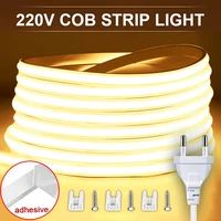 COB LED Strip 220V High Brightness Led Light Waterproof Flexible Ribbon Tape for Room Bedroom Kitchen, Outdoor Garden Lighting 1