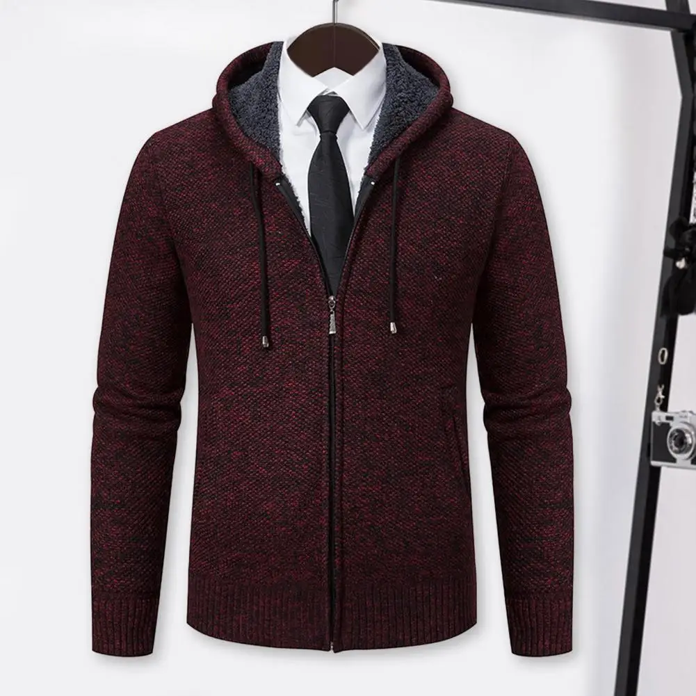 

Hooded Coat Stylish Men's Winter Hooded Jacket Windproof Warm Coat with Zipper Closure Pocket A Must-have for Autumn