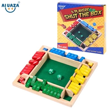 AIUAZA 1 Set Giochi per bere, Gioco da tavolo in legno per 1-4 giocatori, Gioco per famiglie classico con dadi da 8 pezzi, Regalo da gioco 1