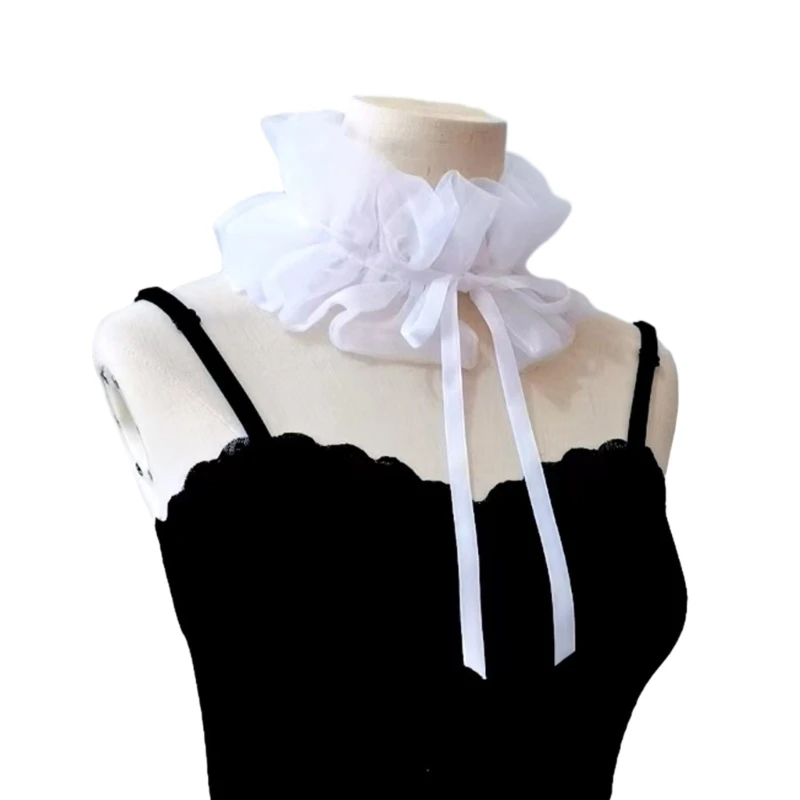 

Колье с рюшами, милый воротник с рюшами, елизаветинский воротник, средневековые аксессуары для косплея, повседневная рубашка,