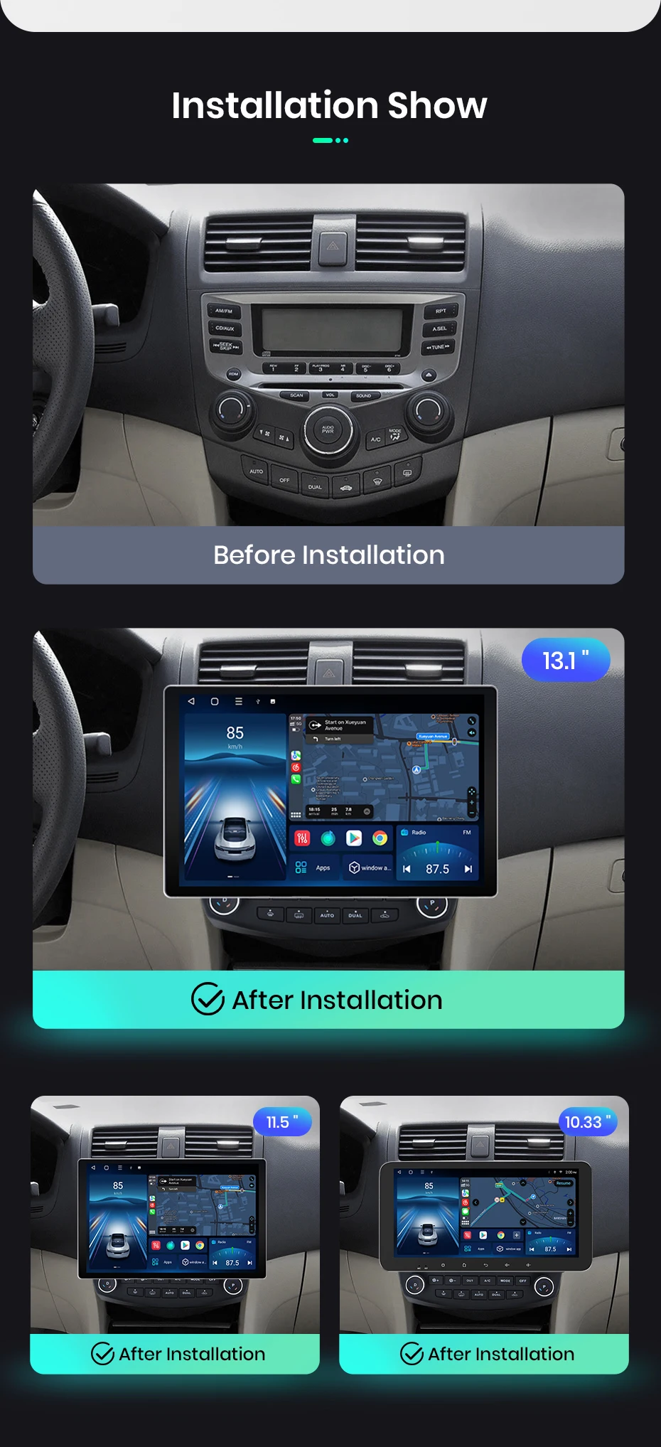 Junsun x7 max 2k hd bildschirm drahtloses carplay auto autoradio für honda accord 7 2012-2015 2003 auto multimedia gps 2din autoradio – Detail 7