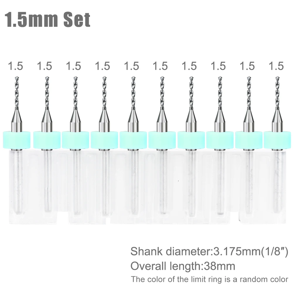 Precision Carbide Drill Bit Set for Circuit Boards - 10 Piece 0.1-1.2mm Range