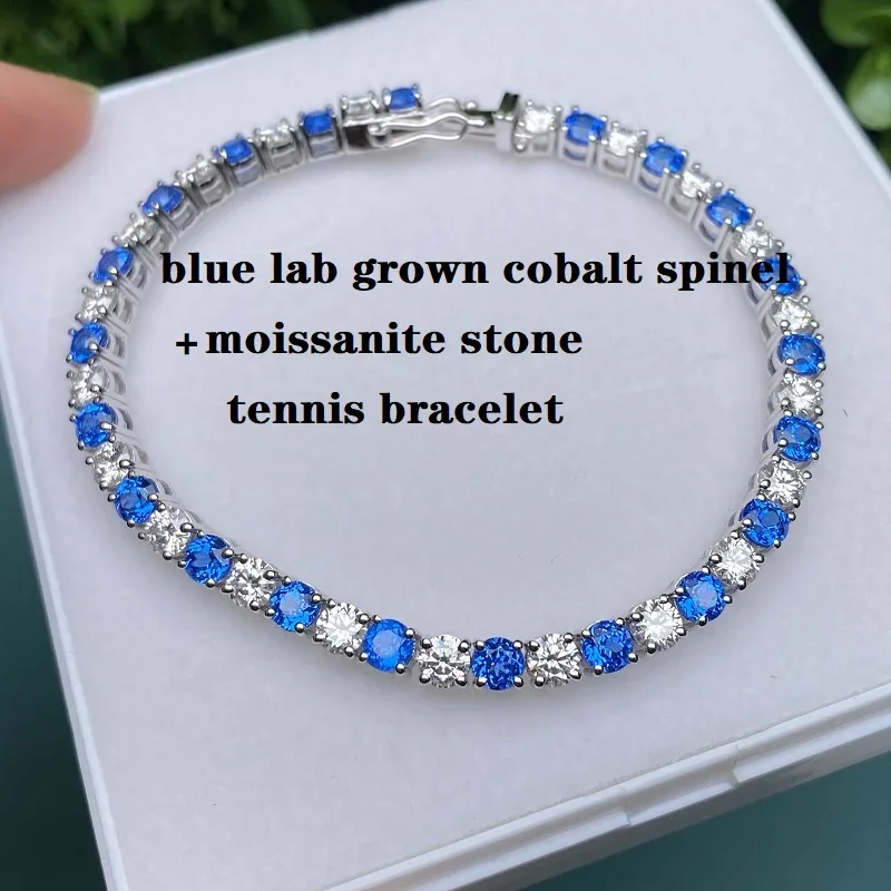 

RUIF New Design Lab Grown Cobalt Spinel Tennis Bracelet S925 Silver Gemstone Customized Jewelry