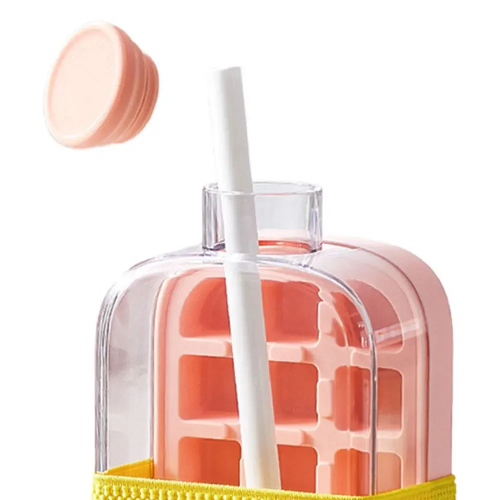 2 in 1 Ice Cubes Tray with Lid Ice Cubes Bottle with Straw Ice Maker 500ML/800ML for Cocktail Coffee Whiskey Beer Juice
