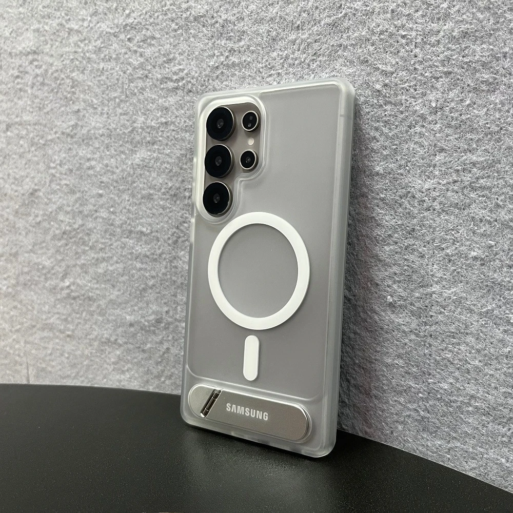 Transparente Handyhülle mit Halterung für Samsung Galaxy S26 S25 S24 S23 Ultra Plus, magnetische kabellose Ladekompatible Schutzhülle – Detail 7