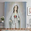 Christian Virgin Mary Modern Living Room Curtains 2 Pieces Window Curtain Partition Halloween Decoration Curtains for Bedroom 1
