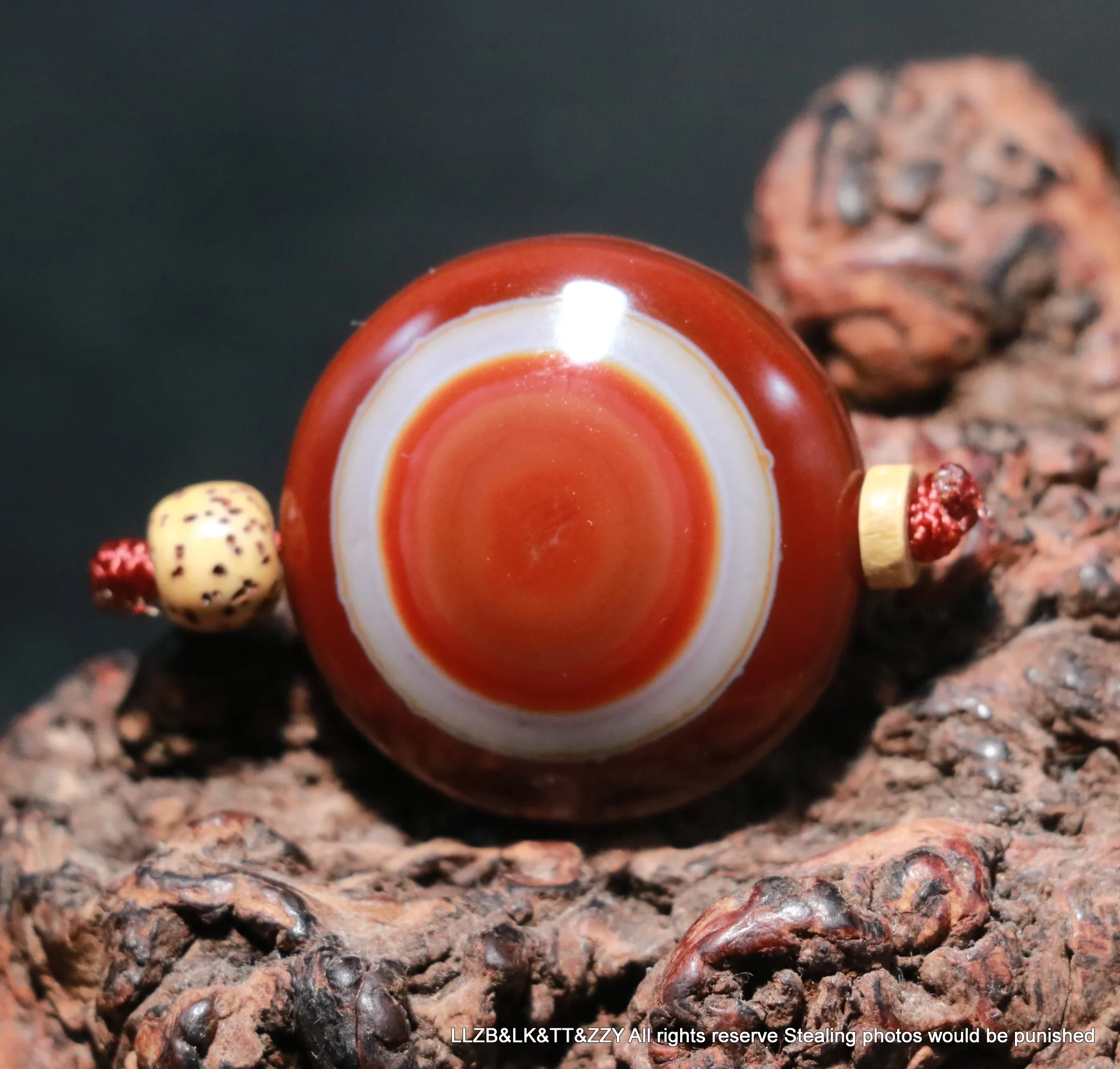 Treasure Unique Energy Tibetan Old Agate Colorful Goat Eye Heaven Eye Coin Shape dZi Bead Amulet Timestown UPD22