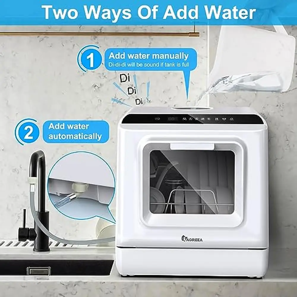 Compact Countertop Dishwasher 5L Water Tank Dual Spray Arm Anti Leakage Easy Use Multi-Purpose Dry Function  Kitchen 3