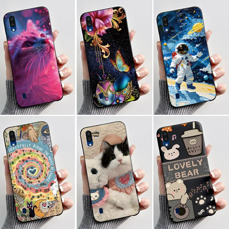 Silicone Soft Black Cover with Cute Cat Astronaut Design