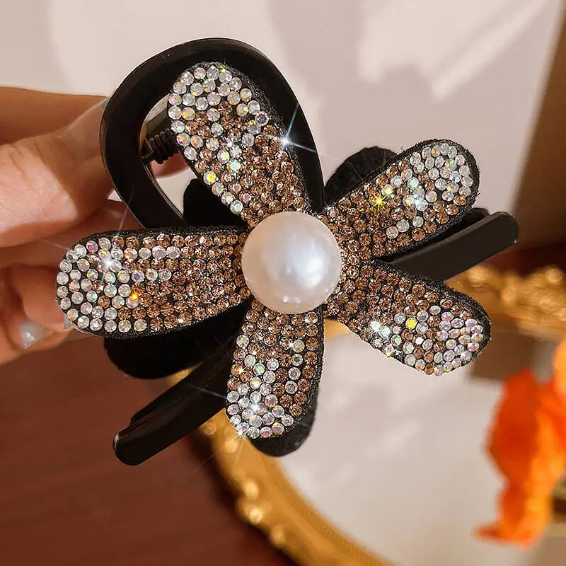 Retro Voller Kristall Blume Haar Krabben Haarspangen Für Frauen Koreanische Mode Kunststoff Haar Klaue Clip Haarnadeln Pferdeschwanz Haar Zubehör – Detail 11