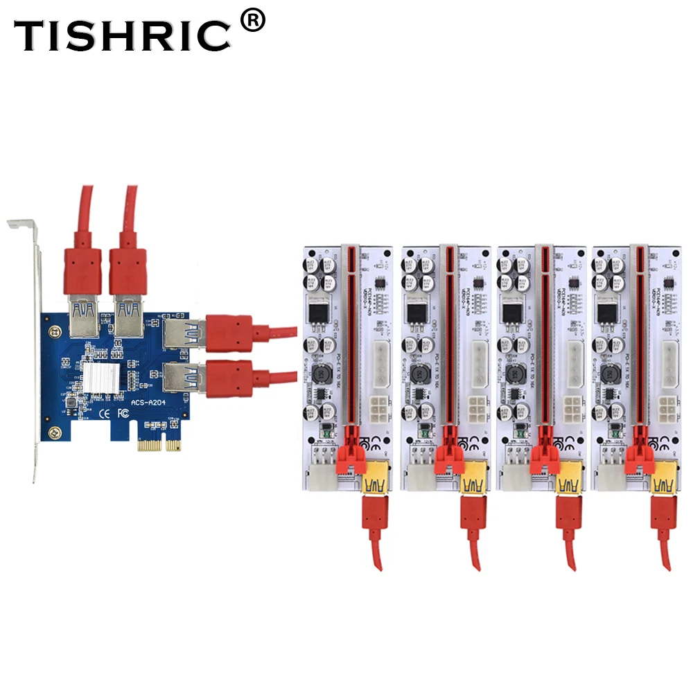 TSIHRIC PCIE 1 to 4/5/6 Pci Express Multiplier USB3.0 Extender Pci Express 1x 16x Card Slot Riser 009s 010 For Bitcoin Mining data cable types Cables & Adapters