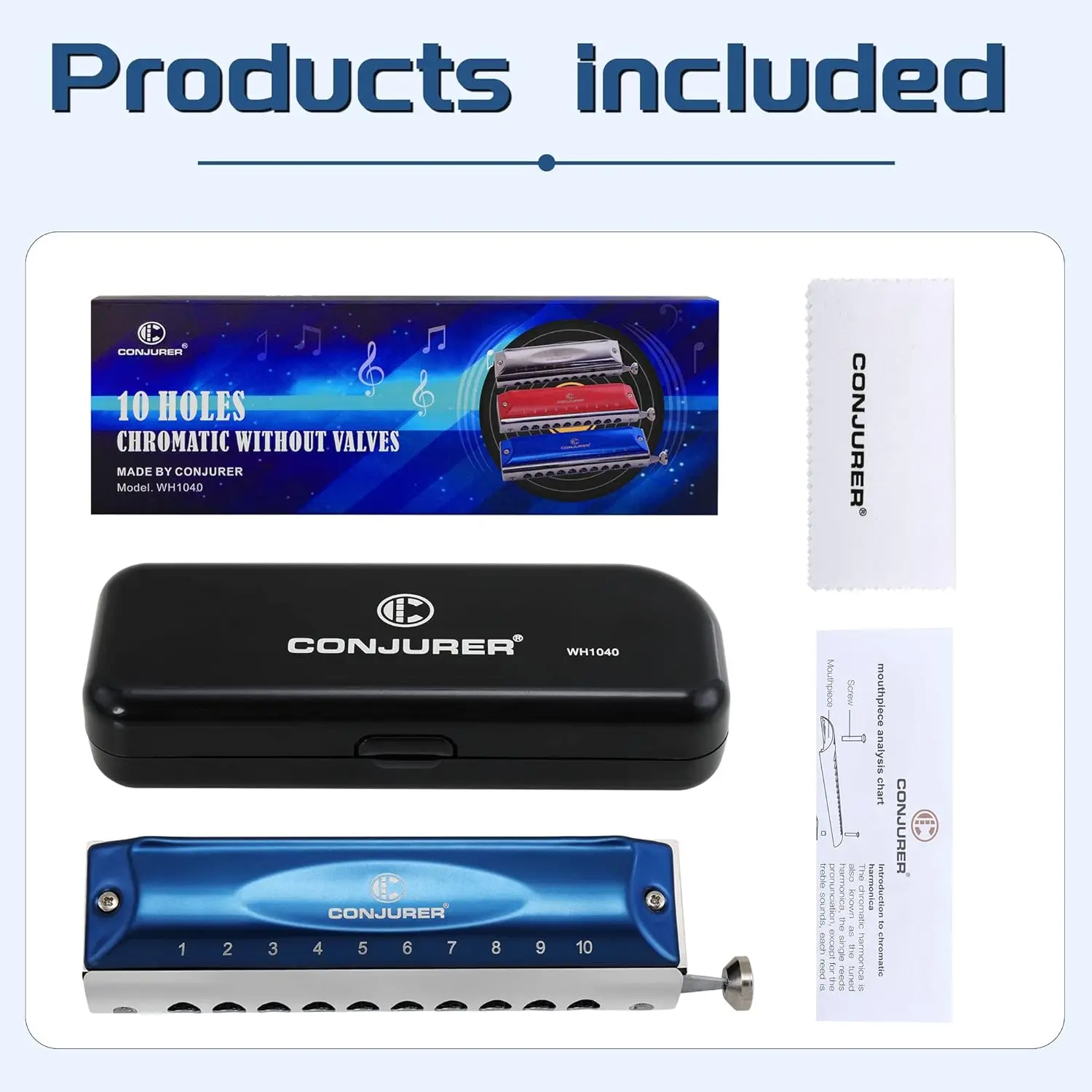 CONJURER Chromatic Harmonica 10 Hole 40 Tones Harmonica Key of C For Kids Adult Beginners chromatic harmonica kids harmonica