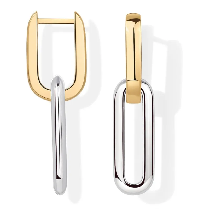 Two Tone U-Shaped Hoop Earrings for Women Exaggerated Hip hop Punk Earring Party Jewelry Wholesale