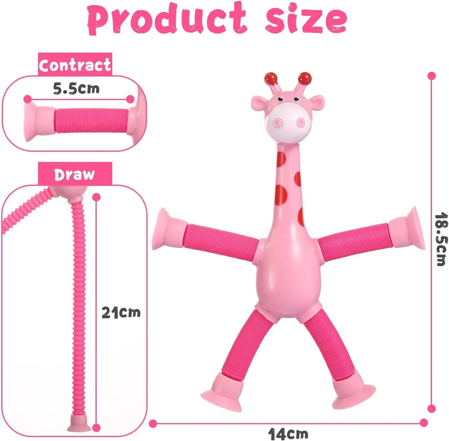 Fidget toys kids suction cup toys variety shape stretch tube stress relief telescopic giraffe sensory bellows anti-stress squeeze toy