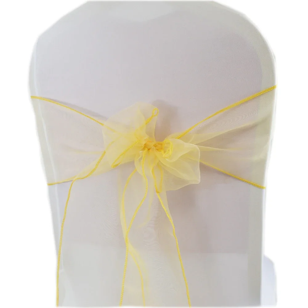 (50/100pcs) Organza Chair Sashes Bow Knot for Wedding Party Event Banquet Decoration Hotel Outdoor Party Chair Decors Supplies