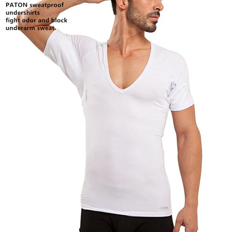Camisetas interiores con cuello en V profundo para hombre, a prueba de  sudor, color blanco, con cuello en V, manga corta, talla XL, XXL, alto,  grande