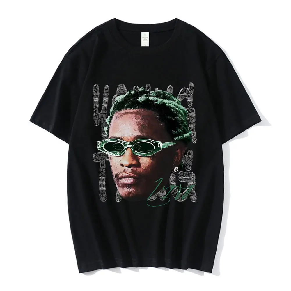 

Футболка Rapper Young Thug Lucky с зеленым графическим рисунком для мужчин и женщин, модная футболка в стиле хип-хоп, Мужская хлопковая футболка оверсайз