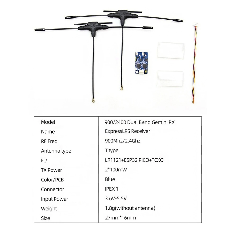 900Mhz 2.4Ghz 915M ELRS 듀얼 밴드 Gemini RX Expresslrs 수신기 TCXO RC FPV 레이싱 장거리 드론 A