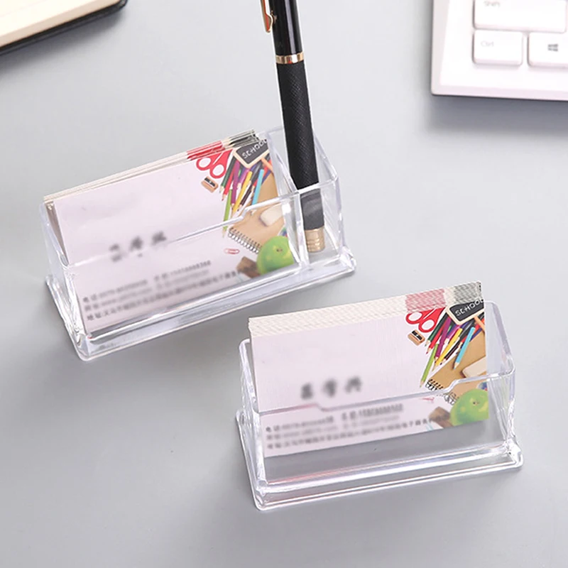 

2 cells Acrylic Desktop Business Card Holder Pen holder Display